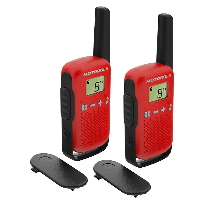 Motorola Solutions Walkie talkie Talkabout T42 - Prekrivanje: 4 km, Crveno-crne boje - Pogled s desne strane