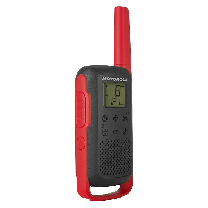 Motorola Solutions Walkie Talkie Talkabout T62 - Reichweite ca.: 8 km, Rot/Schwarz - Rechte Seitenansicht