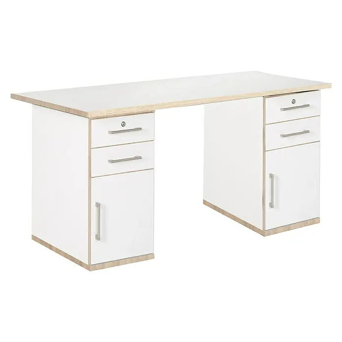 Phönix Chicago Tischplatte - L x B x H: 70 x 160 x 2,5 cm, Weiß, Farbe Rahmen: Holzfarben - Anwendungsbeispiel
