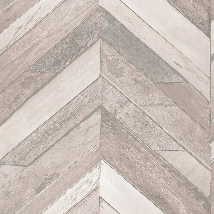 Dutch Wallcoverings Papel pintado de vellón Espiga Madera - Beige, Estilo madera, 10 x 0,53 m