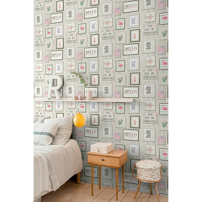 Dutch Wallcoverings Papel pintado de vellón Cuadros sobre Madera - Multicolor, Motivo decorativo, 10 x 0,53 m