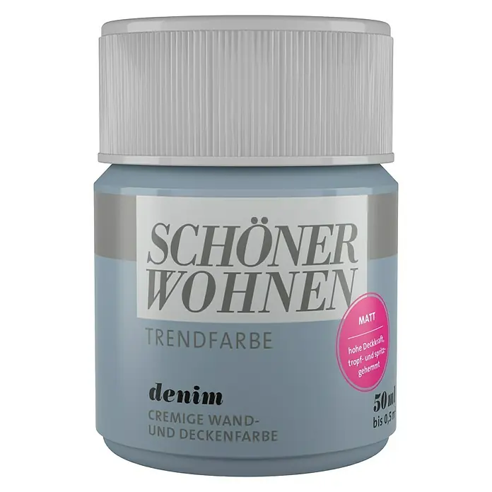 SCHÖNER WOHNEN-Farbe Wandfarbe Trendfarbe Tester - Denim, 50 ml, Matt - Vorderansicht