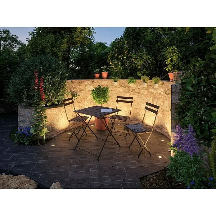 Paulmann Plug & Shine Set de luces de jardín LED Floor Mini - 3 ud., 24 V, 2,5 W, IP65 - Foto ambiente