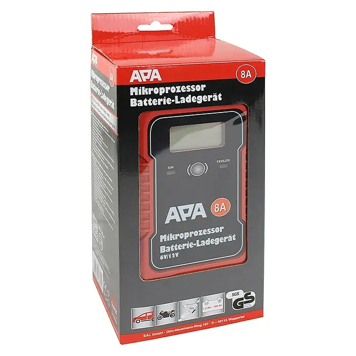 APA Batterie-Ladegerät Mikroprozessor 6/12V 8A - Ausgangsspannung: 6/12 V, Ladestrom: 8 A