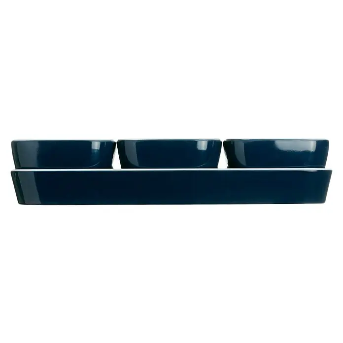 Marine Business Northwind Set de vajilla para aperitivo - 4 piezas, Plástico, Blanco, Azul, Cuadrado