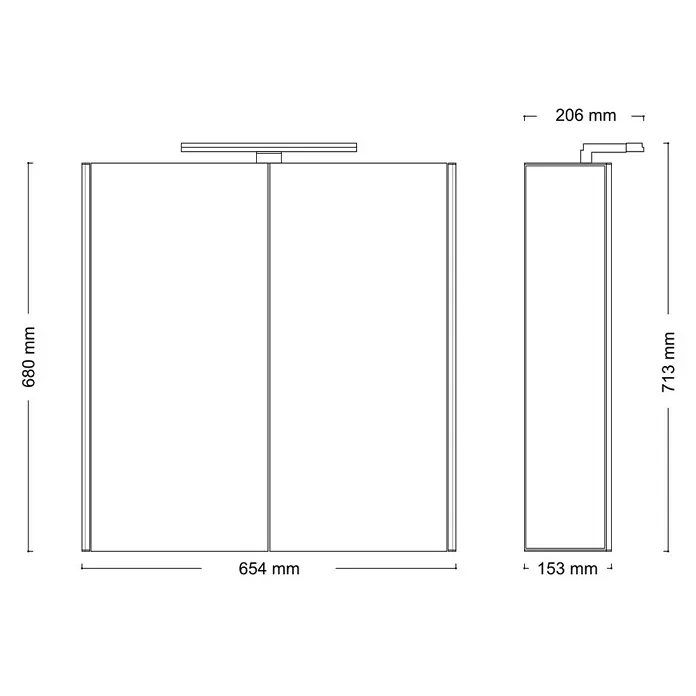 Jokey LED-Spiegelschrank DekorAlu - B x H: 65,4 x 68 cm, Mit Beleuchtung, Aluminium, Weiß