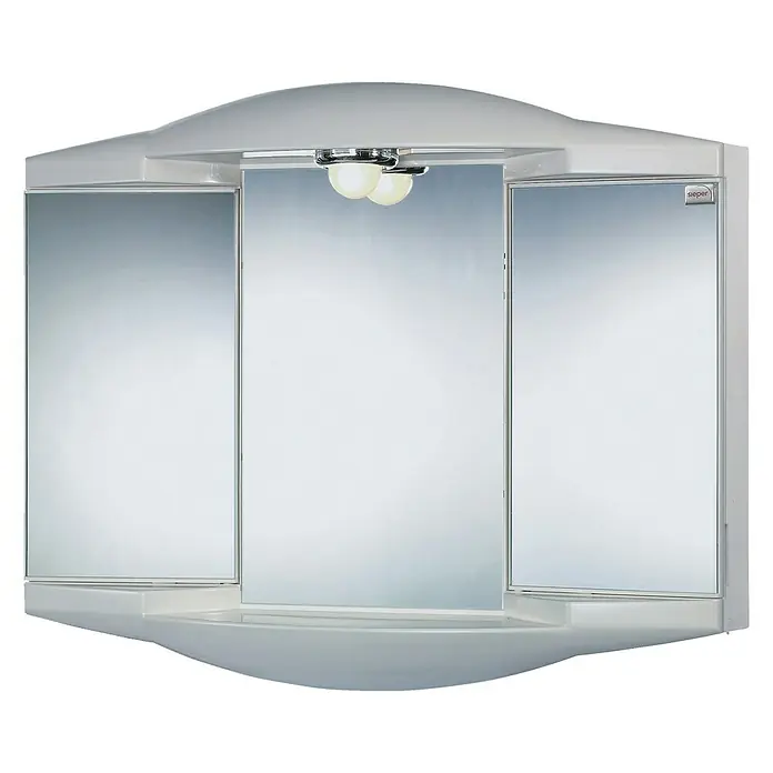 Sieper Spiegelschrank Chico GL - B x H: 62 x 52,6 cm, Mit Beleuchtung, Kunststoff, Silber - Vorderansicht