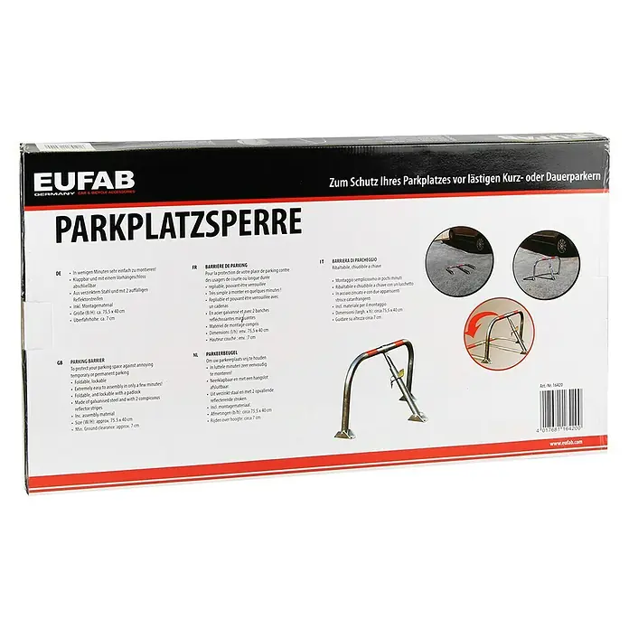 Eufab Parkbügel - B x H: 755 x 400 mm, Stahl