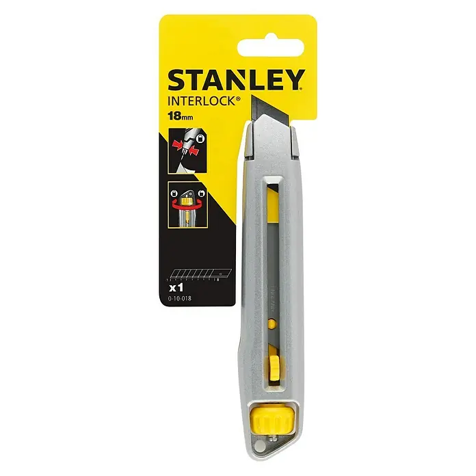 Stanley Cuchillo cúter Interlock - Anchura de hoja: 18 mm, Cuchilla desmontable