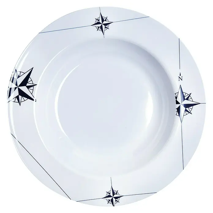 Marine Business Northwind Plato redondo - 6 uds., Diámetro: 22,5 cm, Plástico, Blanco, Azul