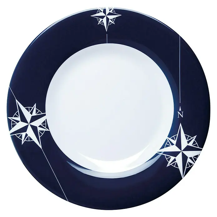 Marine Business Northwind Plato redondo - 6 uds., Diámetro: 19 cm, Plástico, Blanco, Azul