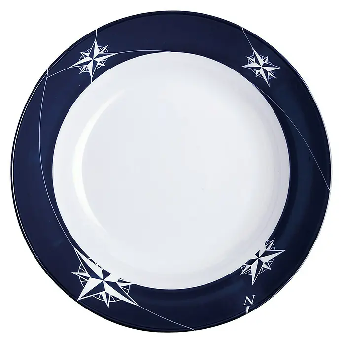 Marine Business Northwind Plato sopa - 6 uds., Plástico, Blanco, Azul, Redonda