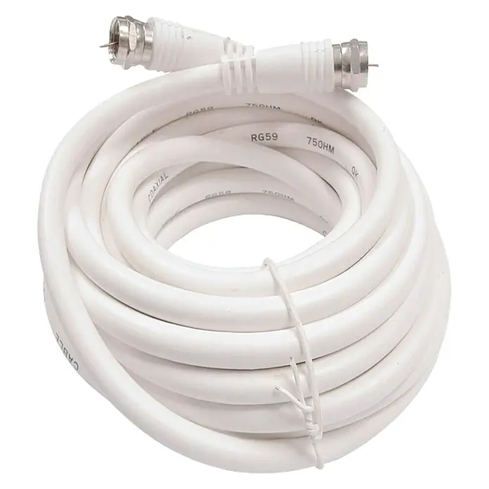 Cable coaxial para parabólica - Largo: 5 m, Blanco