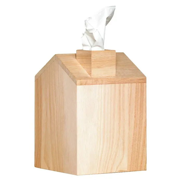 Artemio Caja de madera casa pañuelo - 13 x 13 x 19 cm, Natural/marrón claro