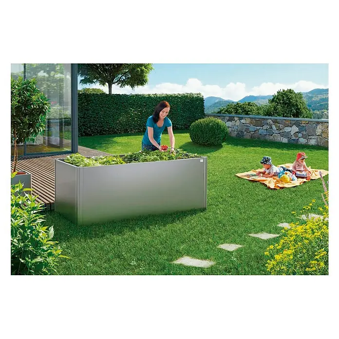 Biohort Hochbeet - L x B x H: 102 x 201 x 77 cm, Stahl, Quarzgrau Metallic