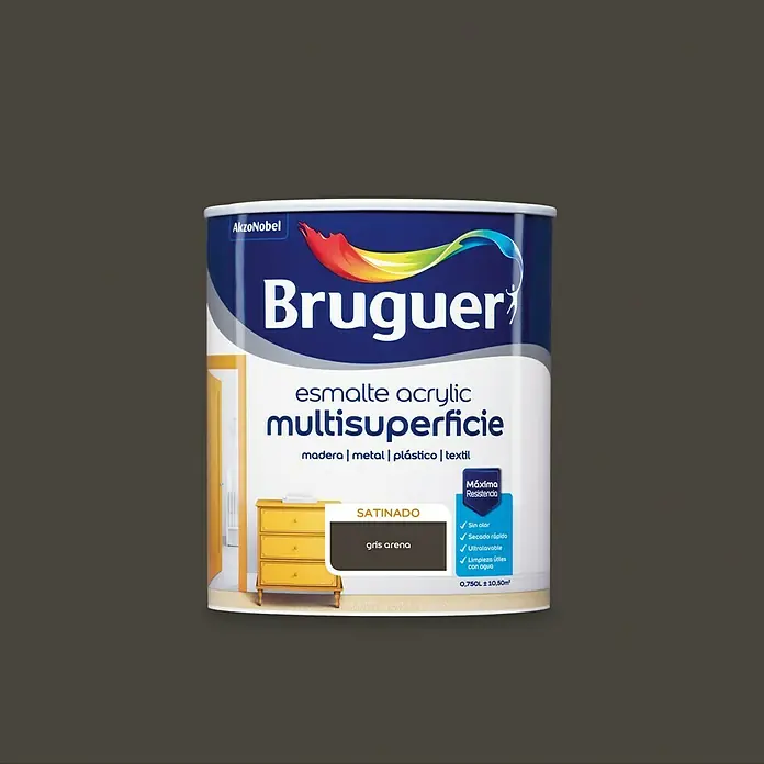 Bruguer Esmalte de color Acrylic Multisuperficie - Gris arena, 750 ml, Satinado