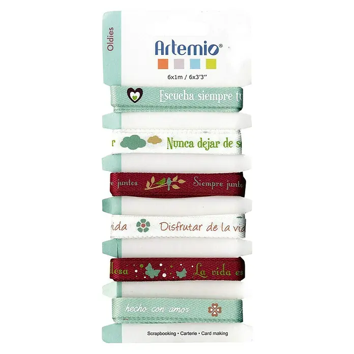 Artemio Cinta para manualidades textil Oldies - Multicolor, Largo: 6 m