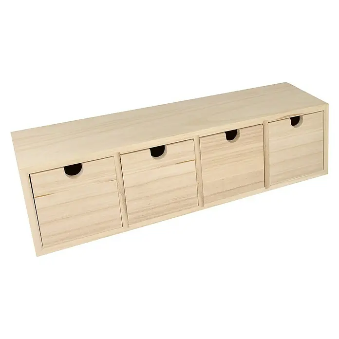 Artemio Caja de madera Mueble - 4 cajones, Madera, 44 x 10 x 15 cm