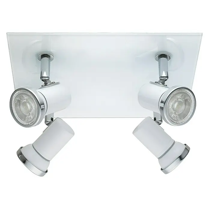 Eglo LED-Deckenstrahler Tamara 1 - 4 x 3 W, Chrom, Weiß, L x B x H: 26 x 26 x 24 cm - Vorderansicht