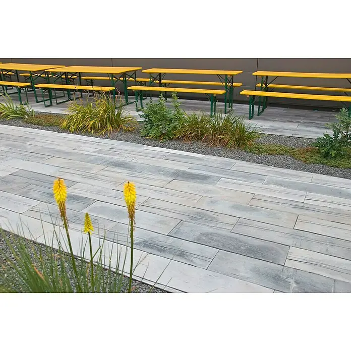 Gehwegplatte Woodstock - L x B x S: 89 x 25 x 4,5 cm, Anthrazit, Beton