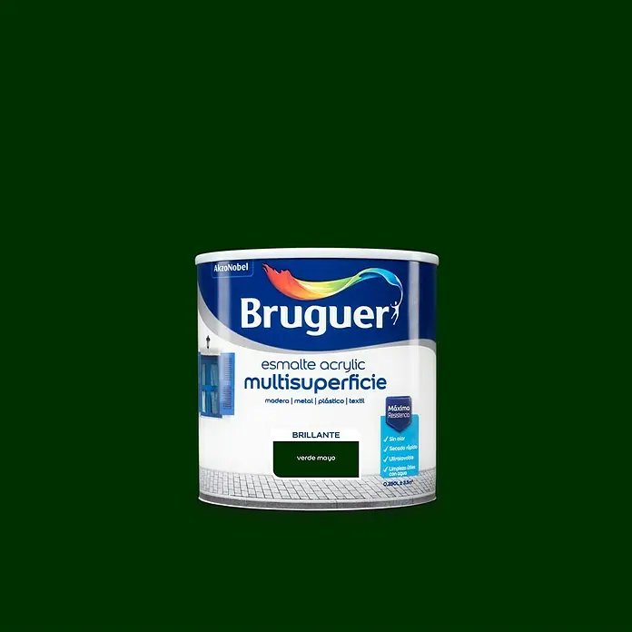Bruguer Esmalte de color Acrylic multisuperficie - Verde mayo, 250 ml, Brillante