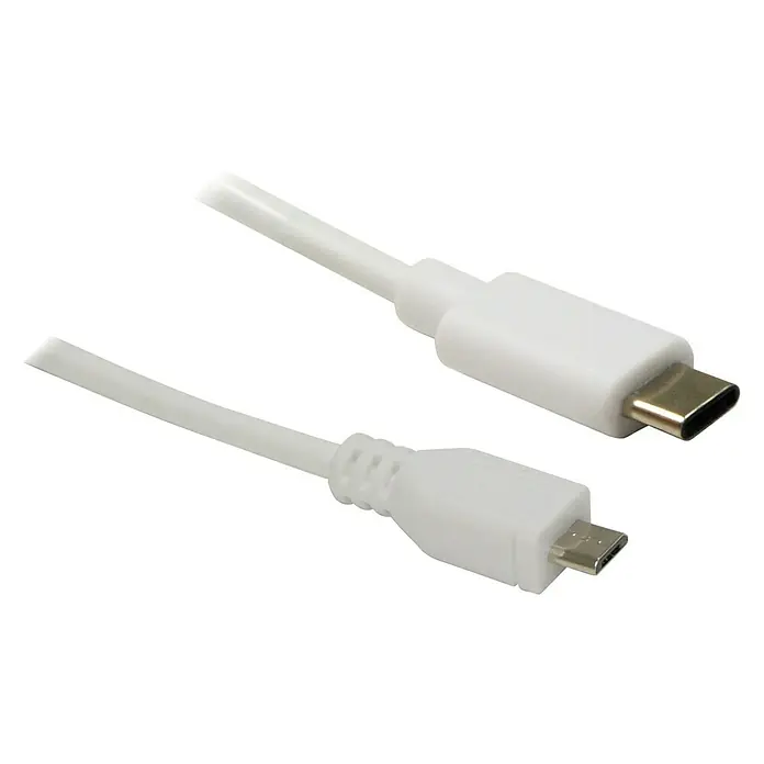 Metronic Cable USB 2.1 - Largo: 1 m, Clavija USB C, clavija USB Micro B, Blanco