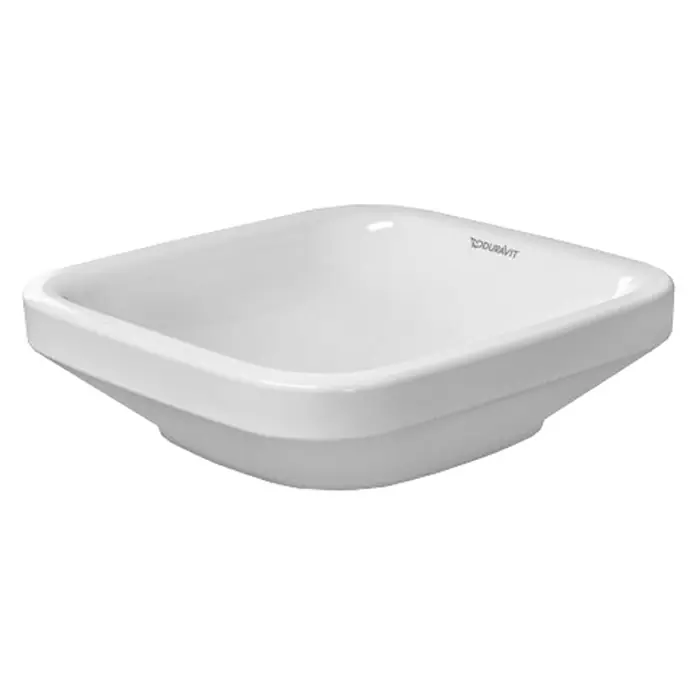 Duravit DuraStyle Aufsatzwaschbecken - 43 x 43 cm, Mit schmutzabweisender Glasur, Hahnloch: Ohne, Ohne Überlauf, Weiß - Vorderansicht