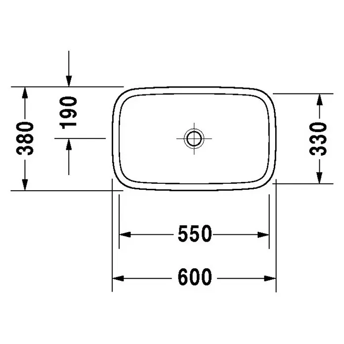 Duravit DuraStyle Aufsatzwaschbecken - 60 x 38 cm, Mit schmutzabweisender Glasur, Hahnloch: Ohne, Ohne Überlauf, Weiß