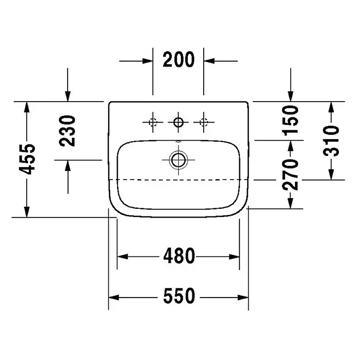 Duravit DuraStyle Einbauwaschbecken - 55 x 45,5 cm, Mit schmutzabweisender Glasur, Hahnloch: Mitte, Mit Überlauf, Weiß