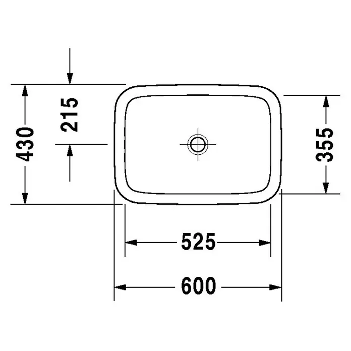 Duravit DuraStyle Einbauwaschbecken - 60 x 43 cm, Mit schmutzabweisender Glasur, Hahnloch: Ohne, Ohne Überlauf, Weiß