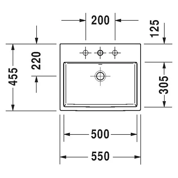Duravit Vero Air Einbauwaschbecken - 55 x 45,5 cm, Mit schmutzabweisender Glasur, Hahnloch: Ohne, Mit Überlauf, Weiß