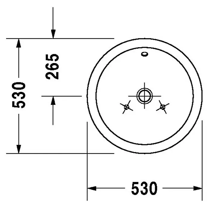 Duravit Starck 1 Waschschale Typ 1 - Durchmesser: 53 cm, Mit schmutzabweisender Glasur, Hahnloch: Ohne, Mit Überlauf, Weiß