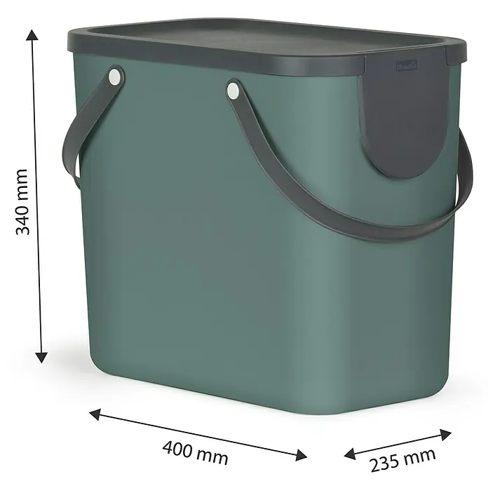 Rotho Albula Mülltrennsystem - 25 l, Mistletoe Grün, Eckig, Kunststoff