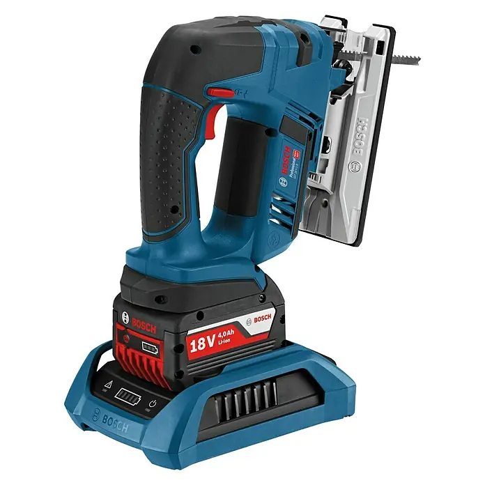 Bosch Professional Sierra de calar de batería GST 18V-LI L-Boxx - 18 V, Sin batería, Número de carreras marcha en vacío: 0 - 2.700 carreras/min - Vista de perfil izquierdo