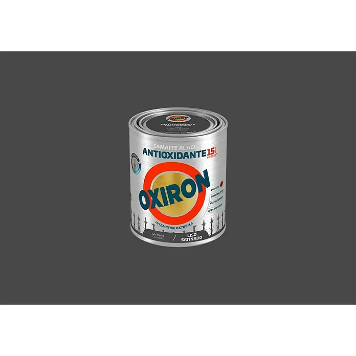 Oxiron Esmalte para metal - Gris medio, 750 ml, Satinado, Base al agua