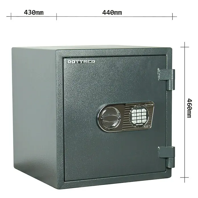 Rottner Brandschutztresor Atlas Fire - Elektronisches Zahlenschloss, L x B x H: 43 x 44 x 46 cm, Anthrazit