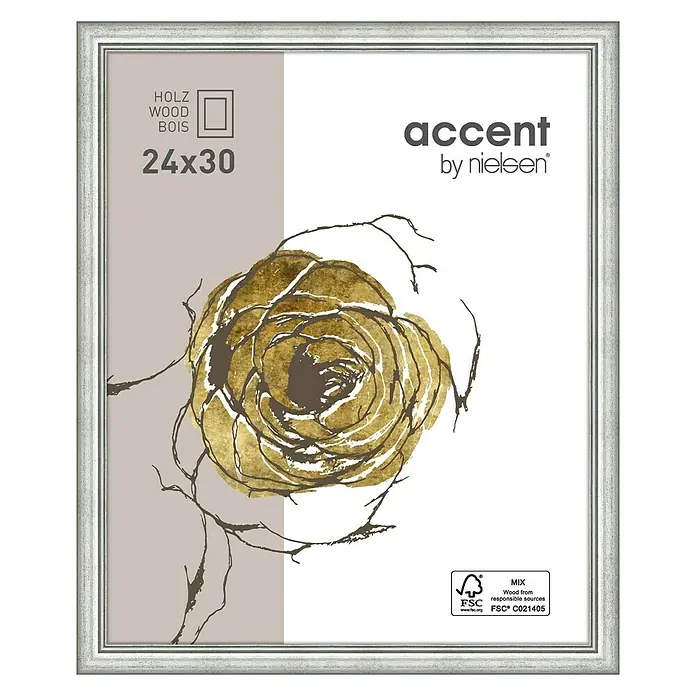 Nielsen Bilderrahmen Ascot - Silber, 24 x 30 cm, Holz - Vorderansicht