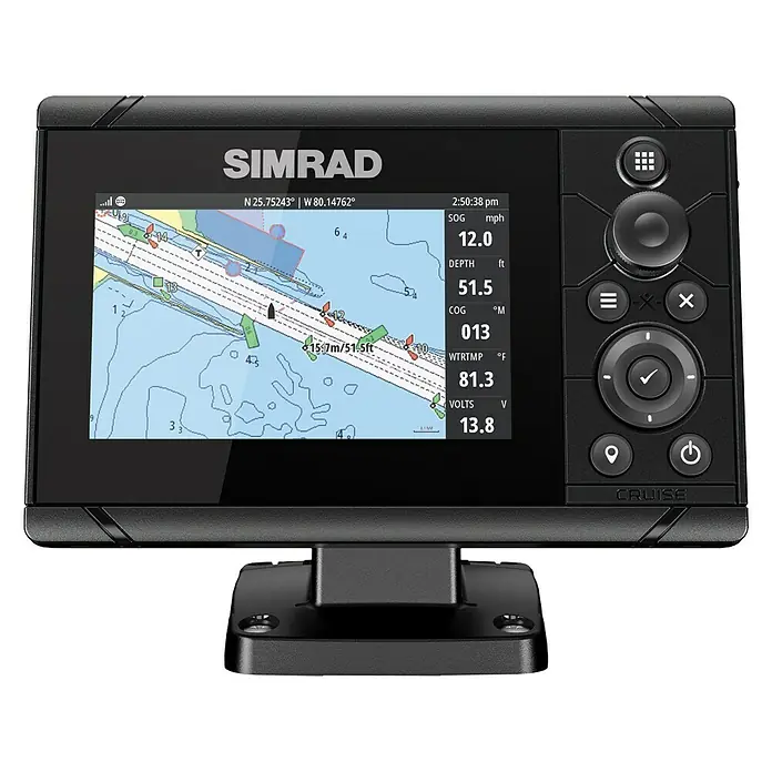 Simrad Fishfinder & Kartenplotter Cruise 5 - Geber: Cruise 83/200-Skimmer-Schwinger, Bildschirmtyp: 5″/127 mm TFT LCD - Vorderansicht