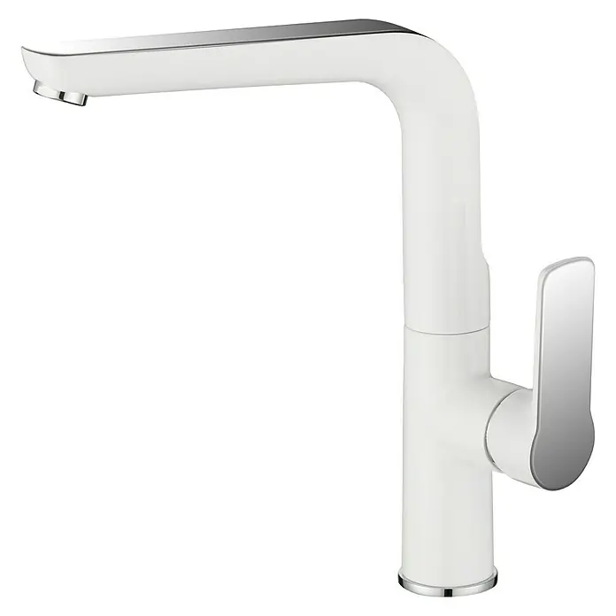 Cosmobath Grifo de cocina Blackie - Blanco/Cromado, Mate, Caño alto