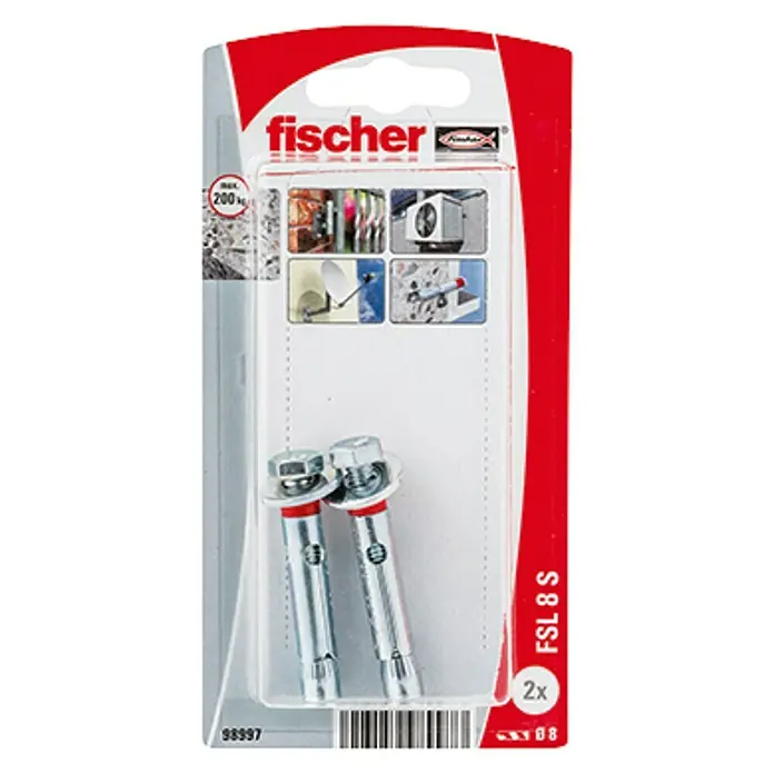 Fischer Taco de anclaje para cargas pesadas FSL 8 S - Ø x L: 8 x 45 mm, 2 uds.