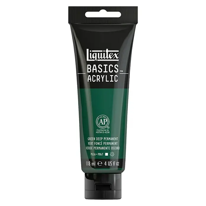 Liquitex Basics Acrylfarbe - Farbe: Permanentgrün dunkel, 118 ml, Tube - Vorderansicht