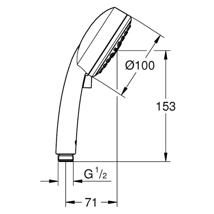 Grohe Handbrause Tempesta Cosmopolitan 100 - Anzahl Funktionen: 3 Stk., 9,5 l/min bei 3 bar, Chrom - Vorderansicht