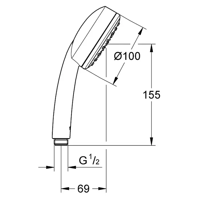 Grohe Handbrause Tempesta Cosmopolitan 100 - Anzahl Funktionen: 2 Stk., 5,7 l/min bei 3 bar, Chrom - Vorderansicht