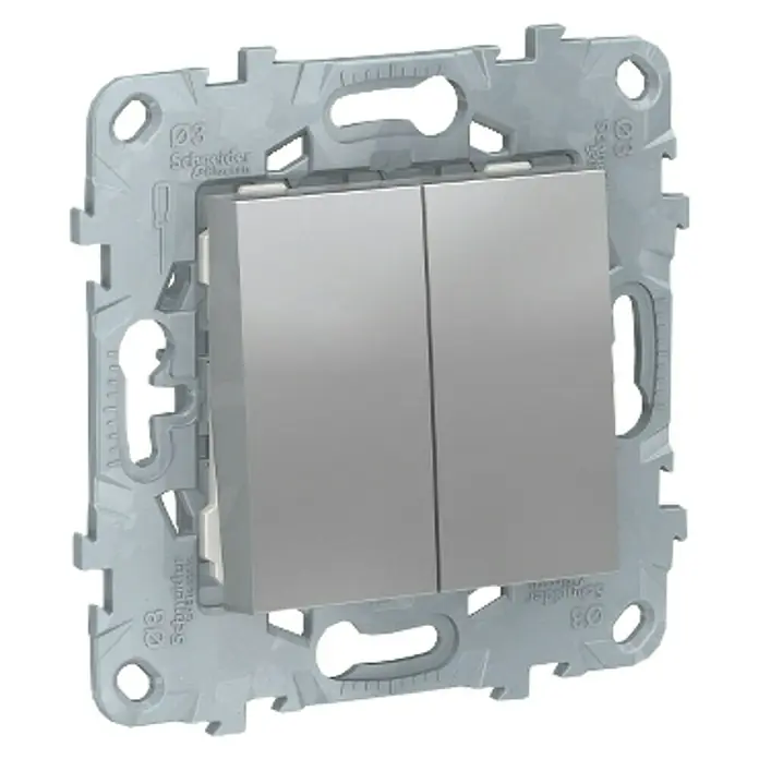 Schneider Electric New Unica Conmutador doble - Aluminio, Montaje en la pared, Plástico