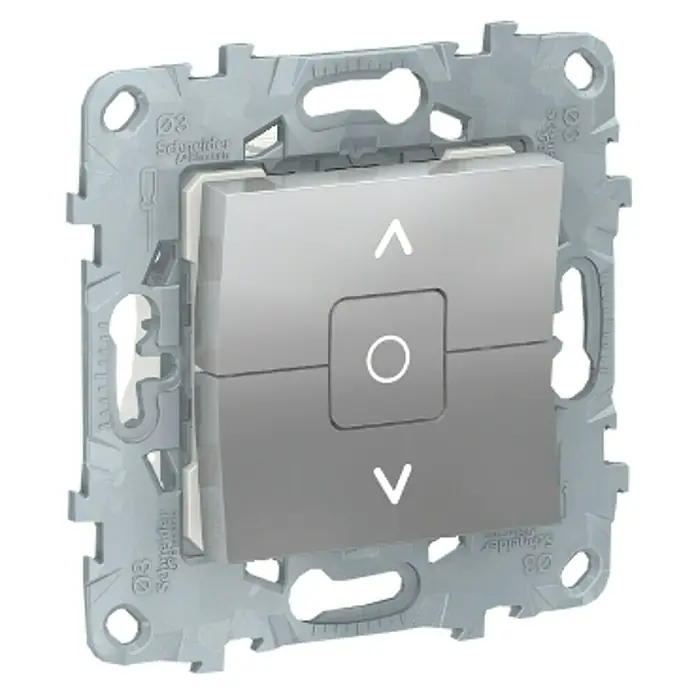 Schneider Electric New Unica Pulsador para persianas - Aluminio, Montaje en la pared, Plástico