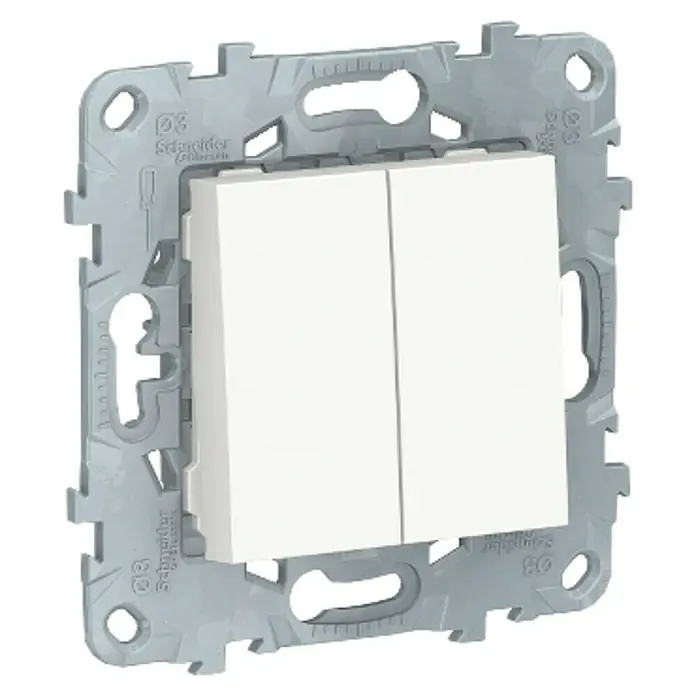 Schneider Electric New Unica Conmutador doble - Blanco polar, Montaje en la pared, Plástico