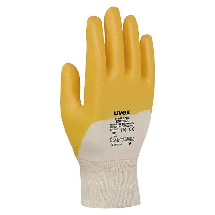 Uvex Schutzhandschuhe Profi Ergo ENB20A - Konfektionsgröße: 10, Orange, Weiß