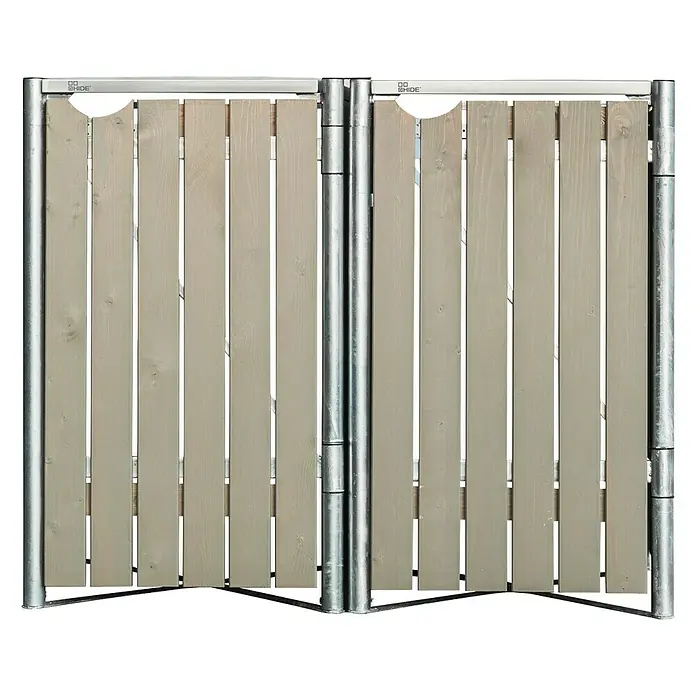 Hide Mülltonnenbox - 63,4 x 60,4 x 115,2 cm, Passend für: 1 Mülltonne 110 - 140 l, Holz, Natur/Grau