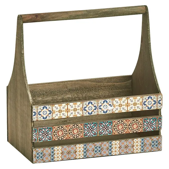Zeller Present Aufbewahrungsbox Deko-Kiste mit Griff Mosaik - L x B x H: 310 x 190 x 320 mm - Rechte Seitenansicht