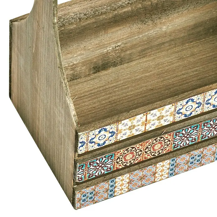 Zeller Present Aufbewahrungsbox Deko-Kiste mit Griff Mosaik - L x B x H: 310 x 190 x 320 mm - Rechte Seitenansicht